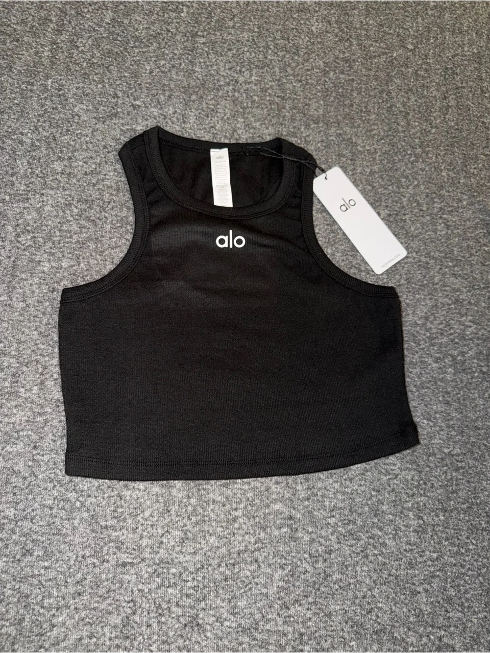 ALO Yoga Black Ribbed Cropped Tank
